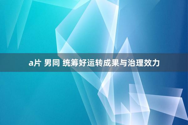a片 男同 统筹好运转成果与治理效力