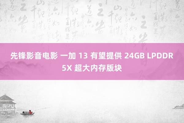 先锋影音电影 一加 13 有望提供 24GB LPDDR5X 超大内存版块