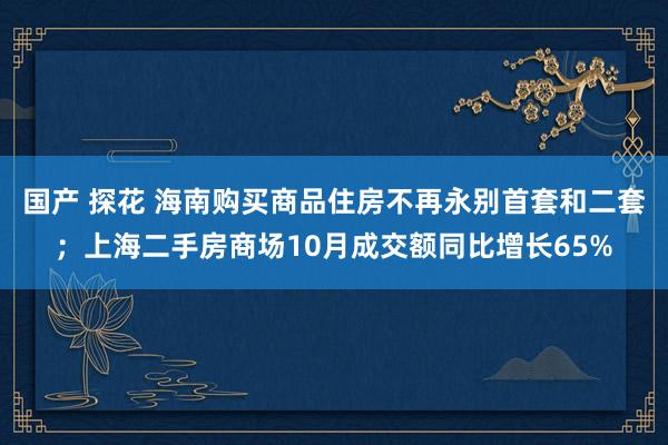 国产 探花 海南购买商品住房不再永别首套和二套；上海二手房商场10月成交额同比增长65%