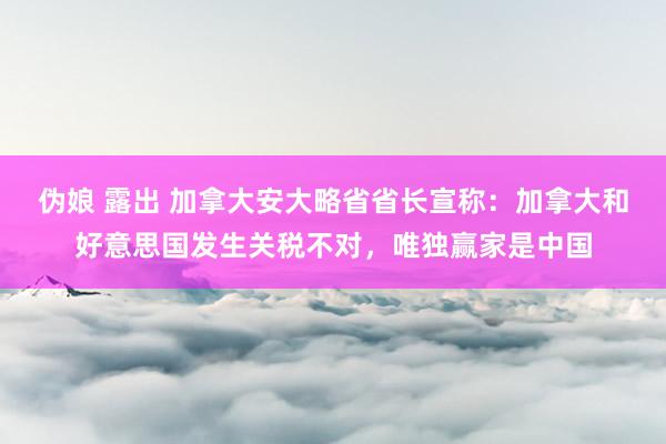 伪娘 露出 加拿大安大略省省长宣称：加拿大和好意思国发生关税不对，唯独赢家是中国