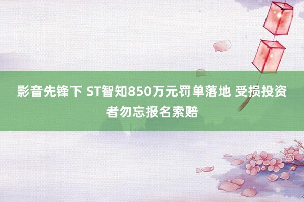 影音先锋下 ST智知850万元罚单落地 受损投资者勿忘报名索赔