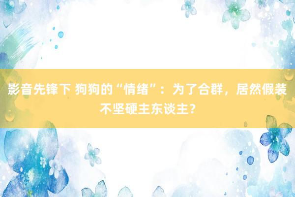 影音先锋下 狗狗的“情绪”：为了合群，居然假装不坚硬主东谈主？
