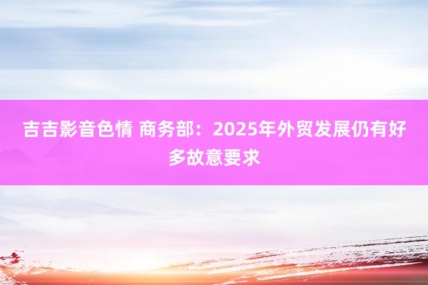 吉吉影音色情 商务部：2025年外贸发展仍有好多故意要求