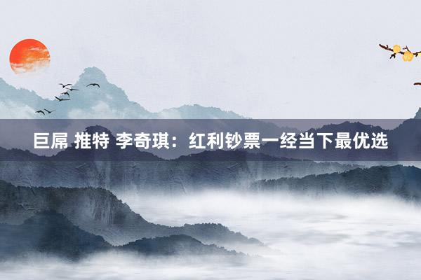 巨屌 推特 李奇琪：红利钞票一经当下最优选