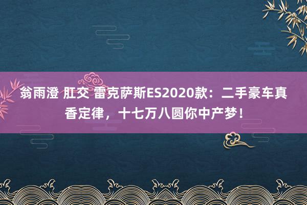 翁雨澄 肛交 雷克萨斯ES2020款：二手豪车真香定律，十七万八圆你中产梦！