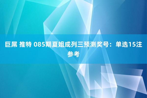 巨屌 推特 085期夏姐成列三预测奖号：单选15注参考